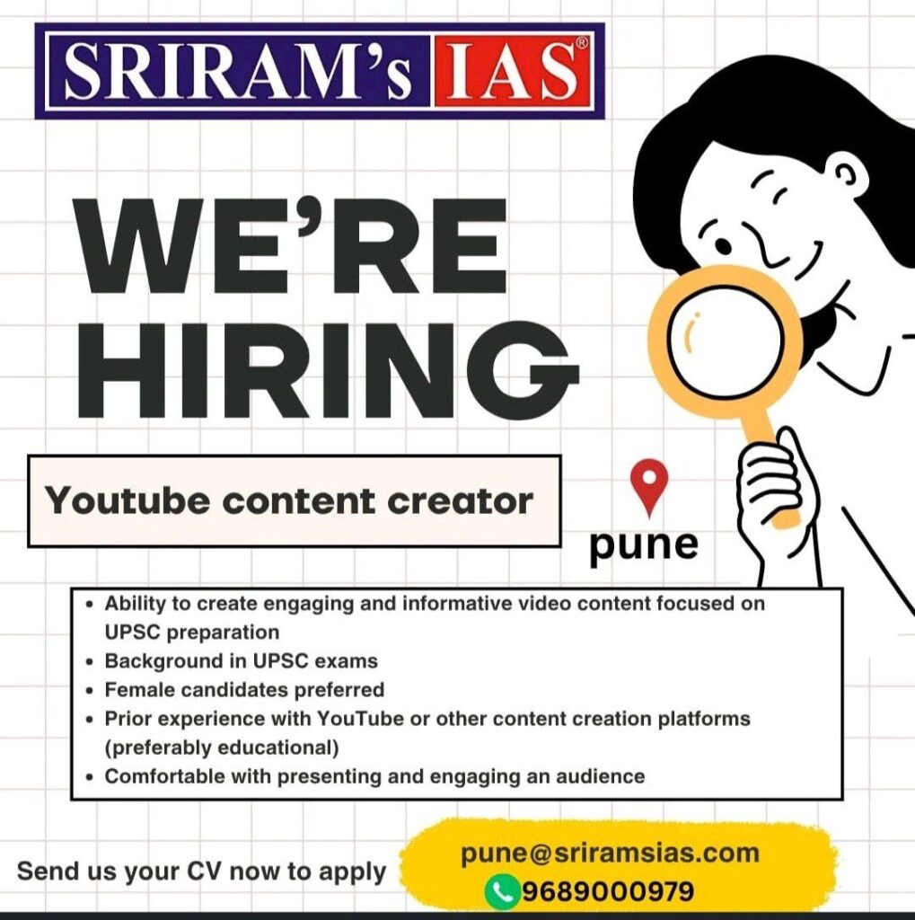 Sriram IAS
Jobs in Edtech
Jobs for UPSC aSPIRANTS