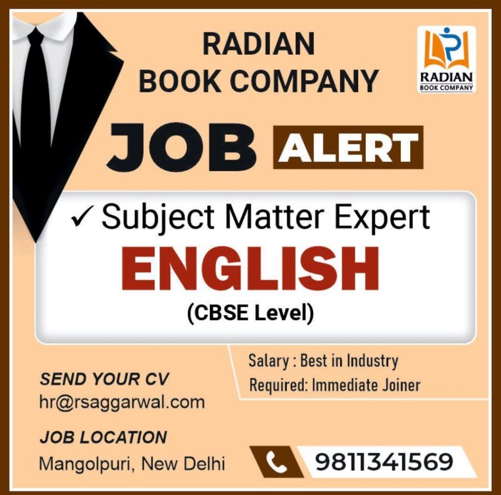 R S Aggarwal Jobs- Radian Book Company